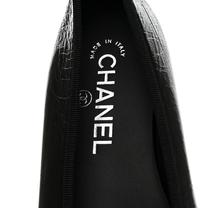Chanel Crumpled Shiny Lambskin Cap Toe CC Ballerina Flats 38 Black White 7 of 9