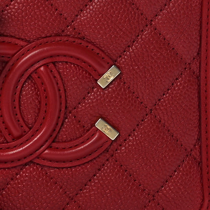 Chanel Caviar Quilted Small CC Filigree Vanity Case Red 8 of 11