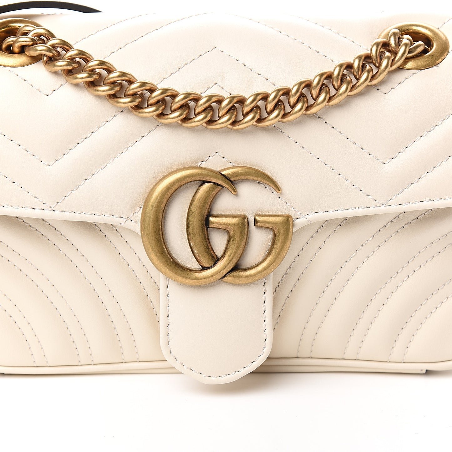 Calfskin Matelasse Mini GG Marmont Shoulder Bag White