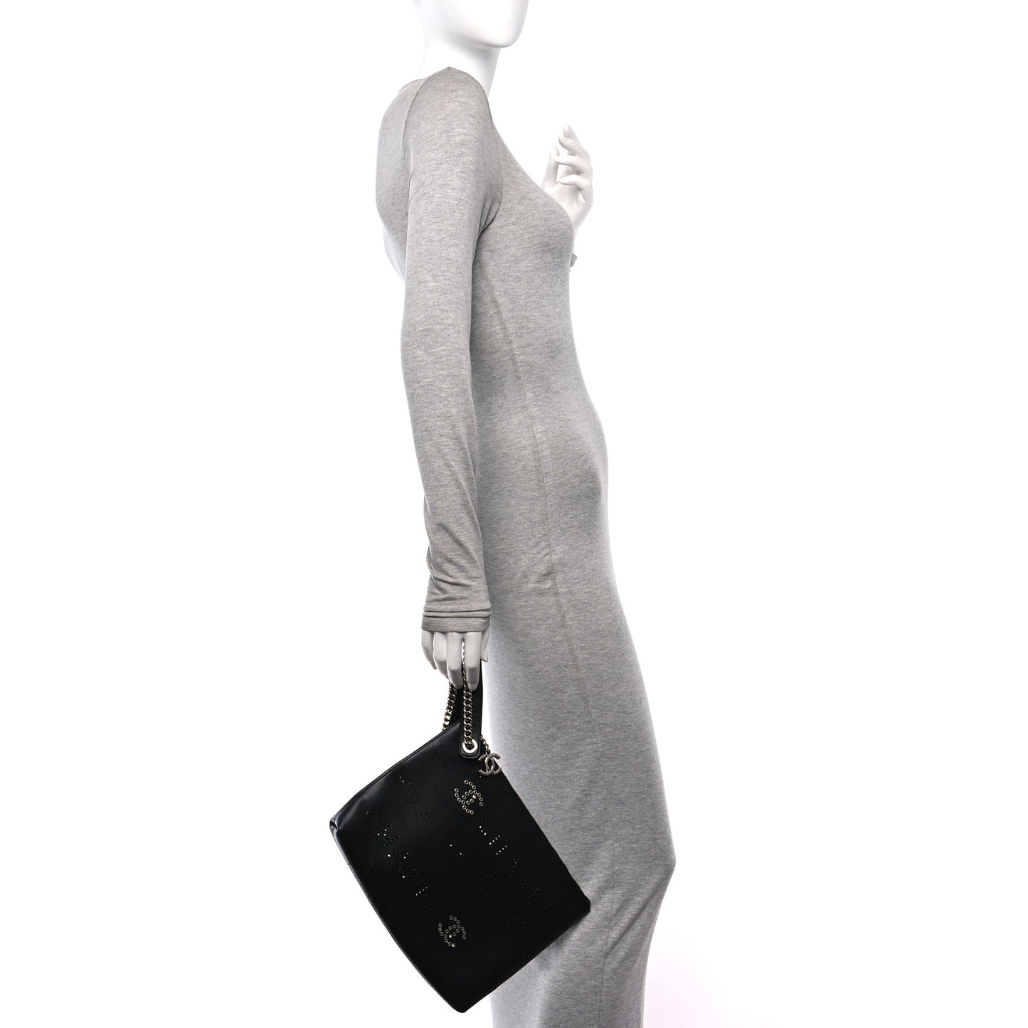 Calfskin Eyelets Clutch Black