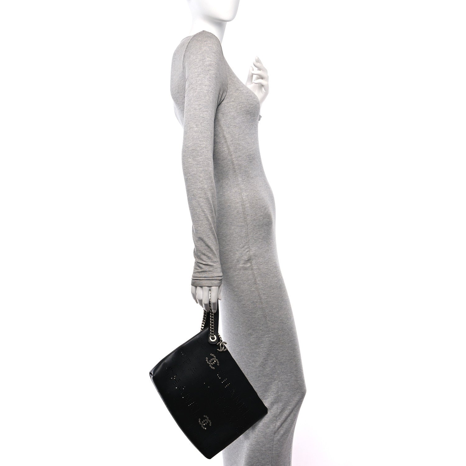 Chanel Calfskin Eyelets Clutch Black 2 of 9