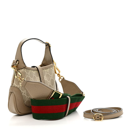 Gucci GG Supreme Monogram Textured Dollar Calfskin Mini Jackie 1961 Hobo Beige Mystic White Oatmeal 3 of 14