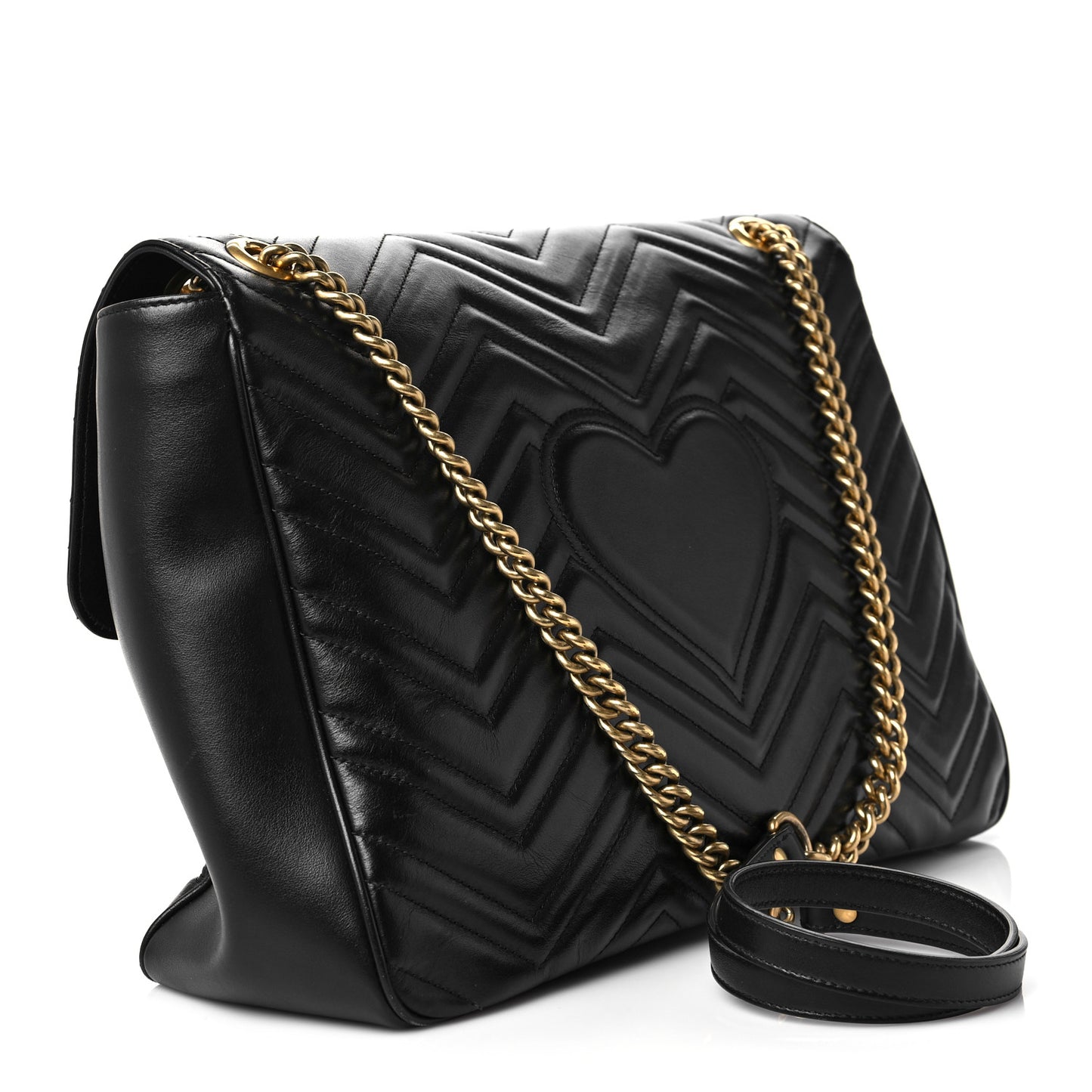 Calfskin Matelasse Large GG Marmont Shoulder Bag Black