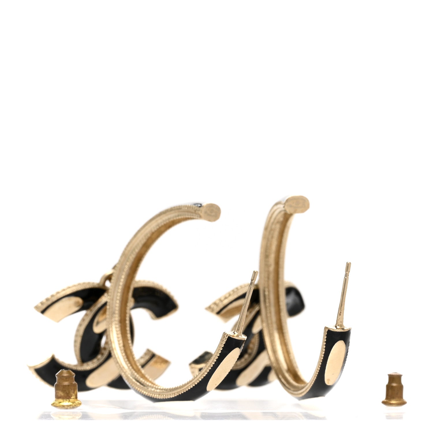 Chanel Enamel CC Drop Earrings Black Gold 3 of 4