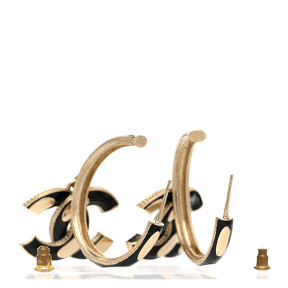 Chanel Enamel CC Drop Earrings Black Gold 3 of 4