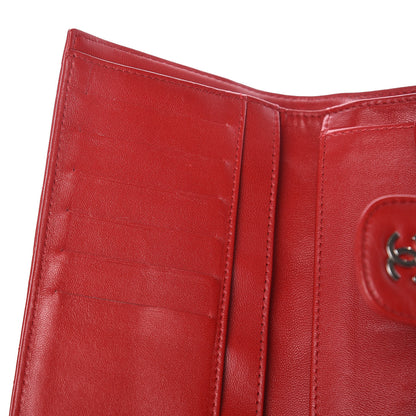 Chanel Lambskin Quilted Large Flap Wallet Red 10 of 18