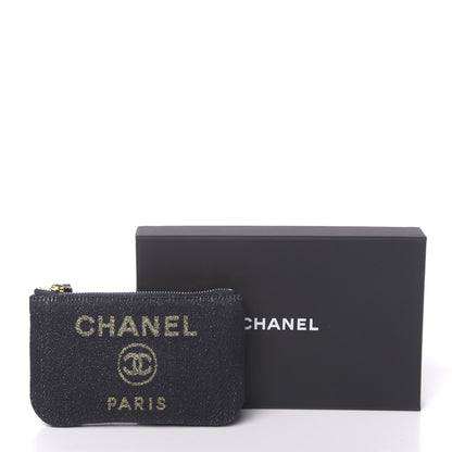 Chanel Lurex Canvas Deauville Cosmetic Pouch Navy Blue Gold 8 of 8
