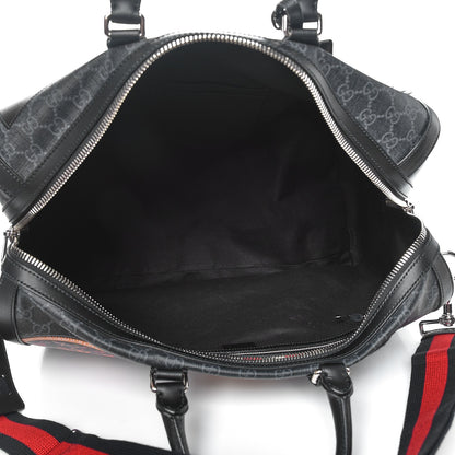Gucci Soft GG Supreme Monogram Appia Calfskin Web Night Courrier Medium Carry On Duffle Black Grey 6 of 13