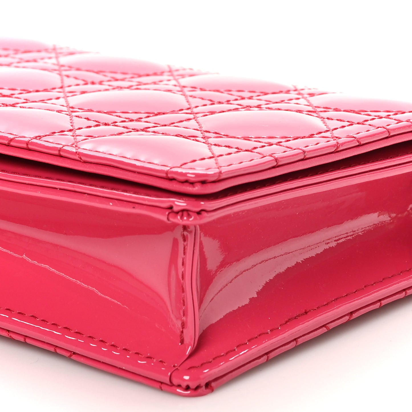 Patent Cannage Lady Dior Convertible Clutch Fuchsia