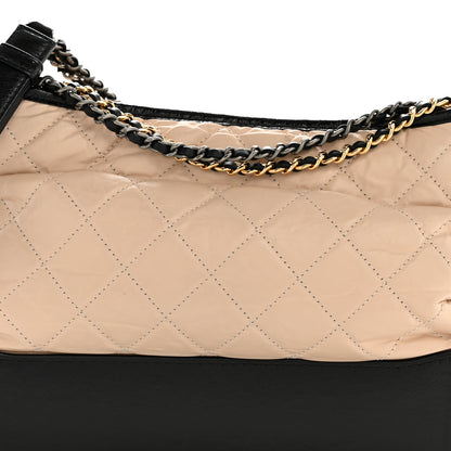 Chanel Aged Calfskin Quilted Medium Gabrielle Hobo Beige Black 8 of 11