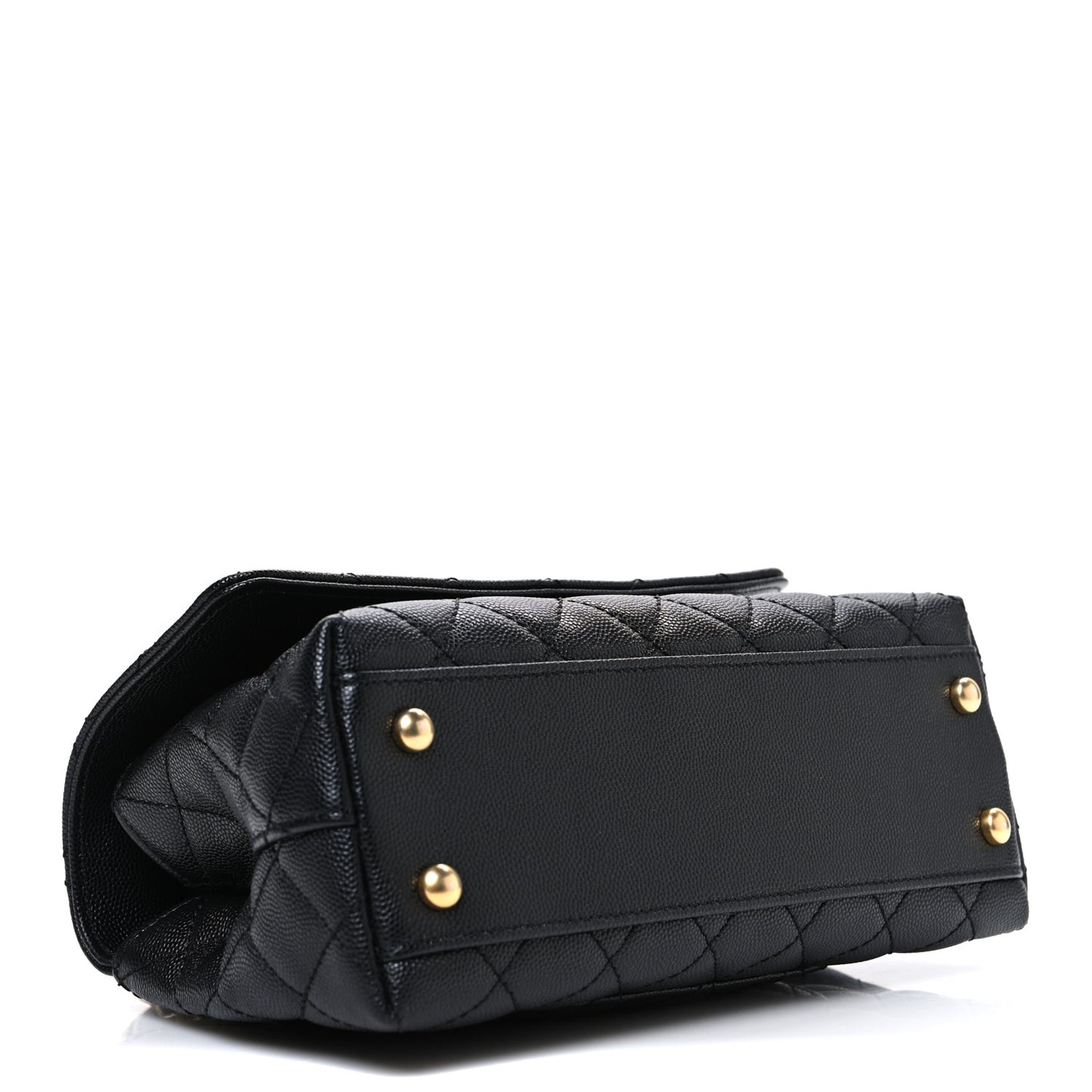 Caviar Quilted Mini Coco Chain Handle Flap Black