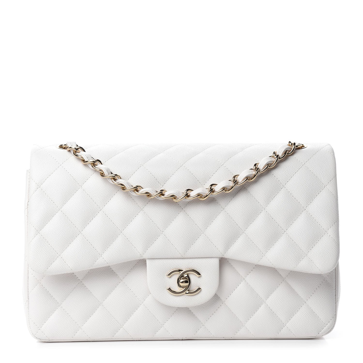 Chanel Caviar Quilted Jumbo Double Flap White 1 of 11