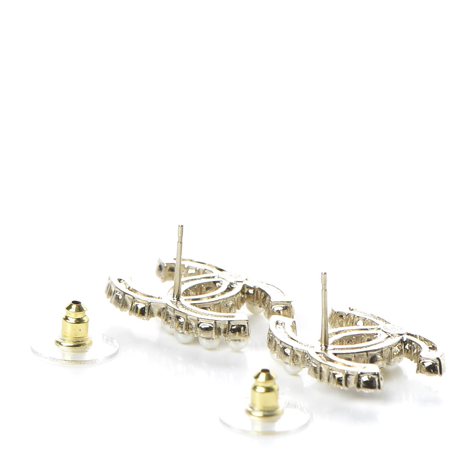 Chanel Crystal Pearl CC Dazzling Domino Earrings Gold 3 of 5