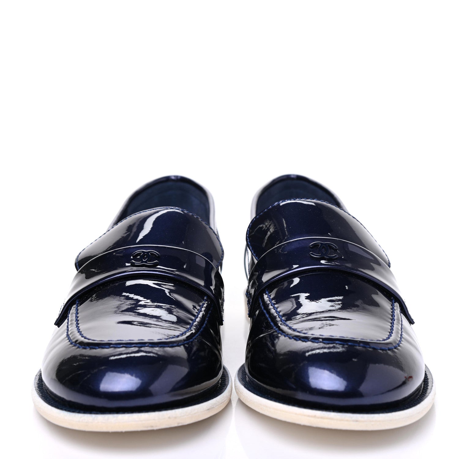 Chanel Patent CC Moccasin Loafers 39 Navy 2 of 12
