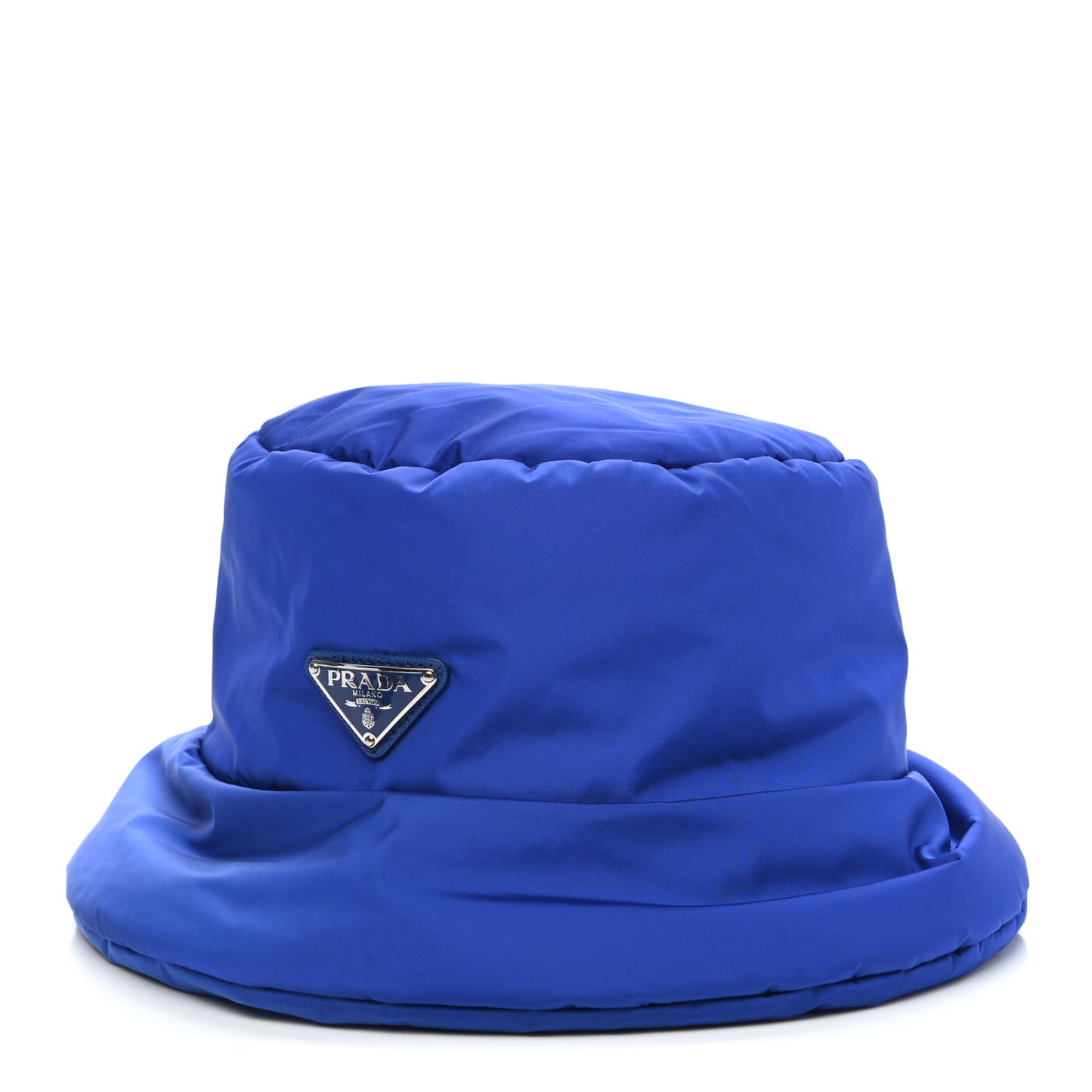 Re-Nylon Metal Triangle Logo Padded Mens Bucket Hat XL Azzurro