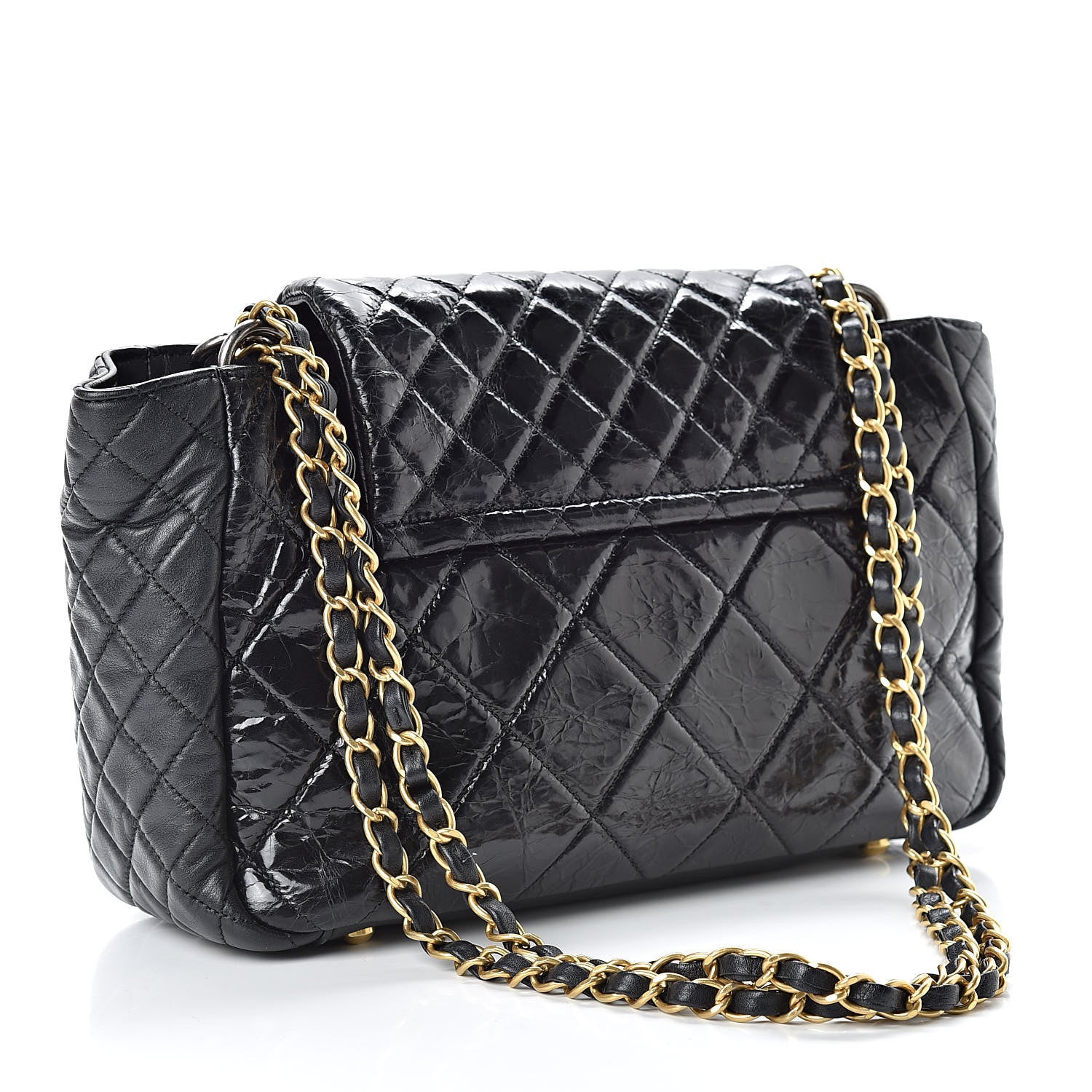 Chanel Glazed Crinkled Calfskin Medium East West Flap Black 3 of 15