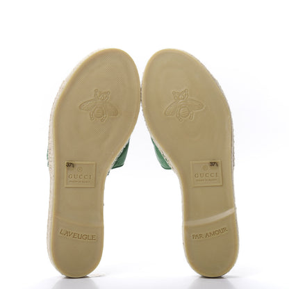 Gucci Nappa Matelasse GG Marmont Espadrille Slide Sandals 37.5 New Shamarock 5 of 8