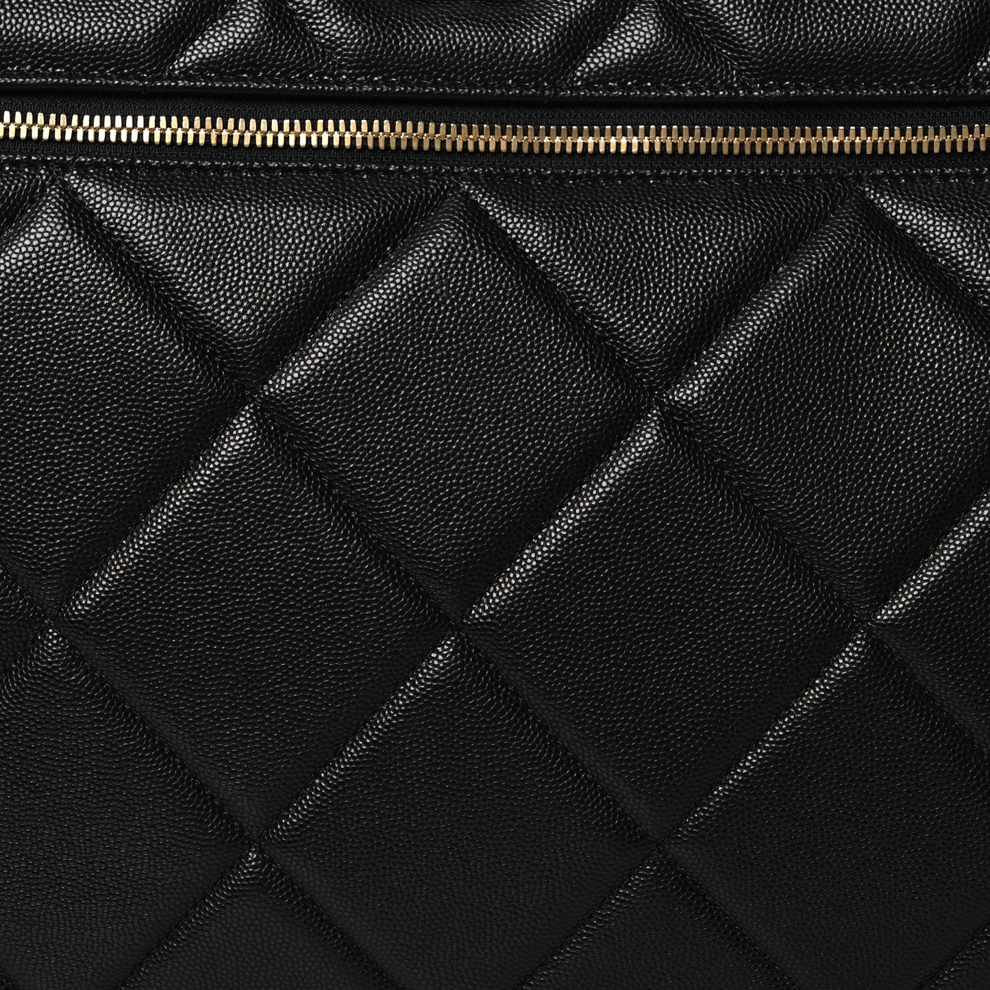 Shiny Grained Calfskin Quilted Large Travel Bowling Bag Black