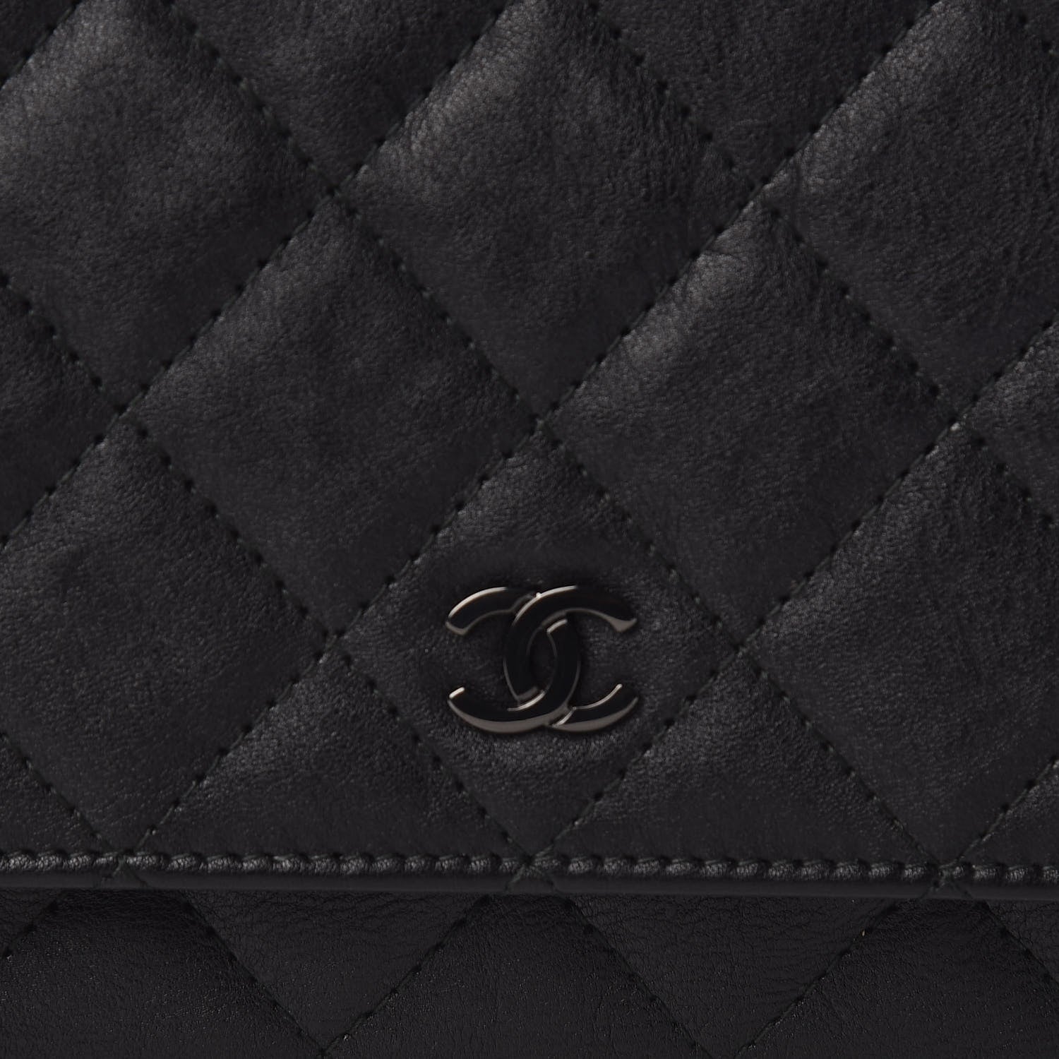 Chanel Crumpled Calfskin Quilted Wallet On Chain WOC So Black 9 of 11