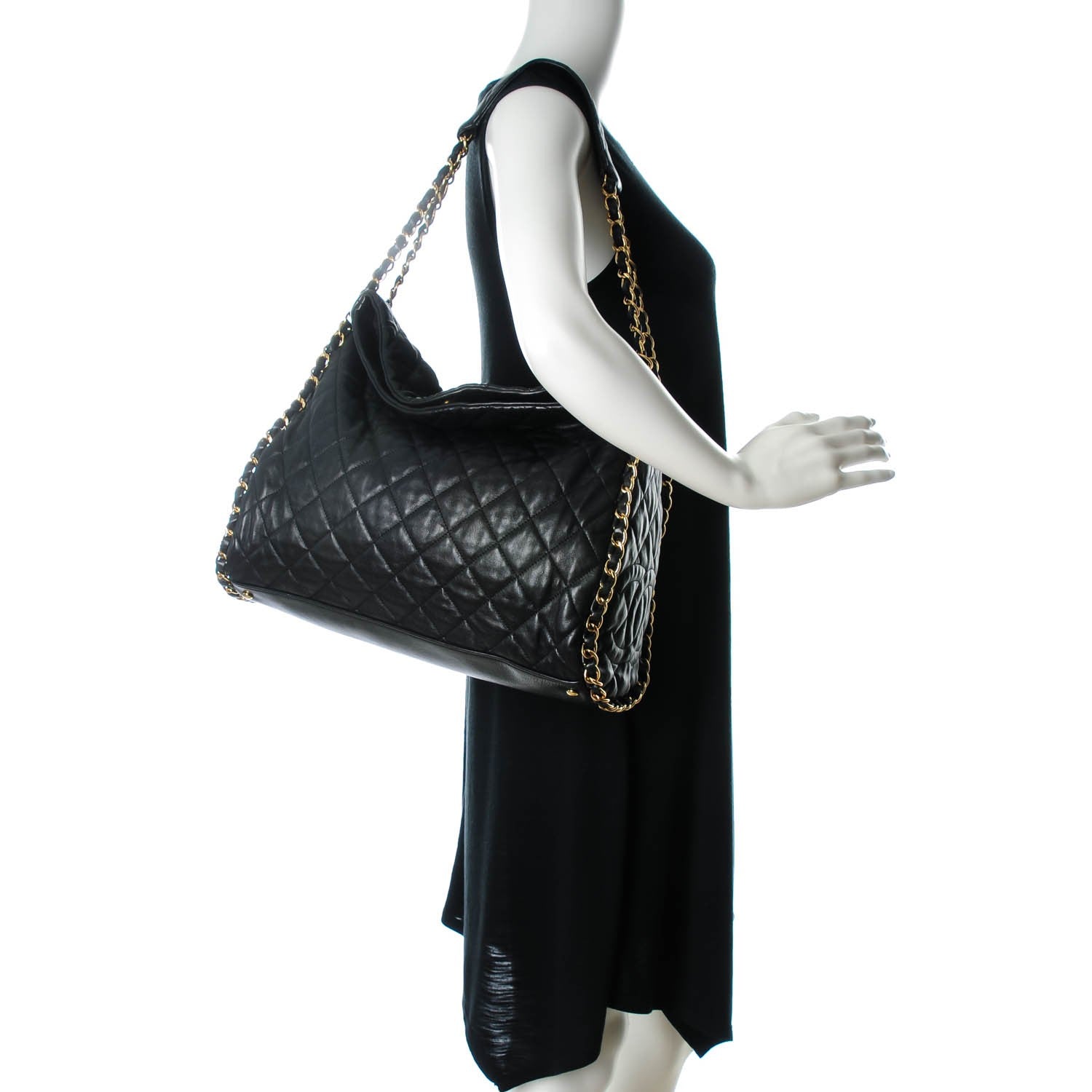 Chanel Calfskin Quilted Large Chain Me Hobo Black 2 of 7