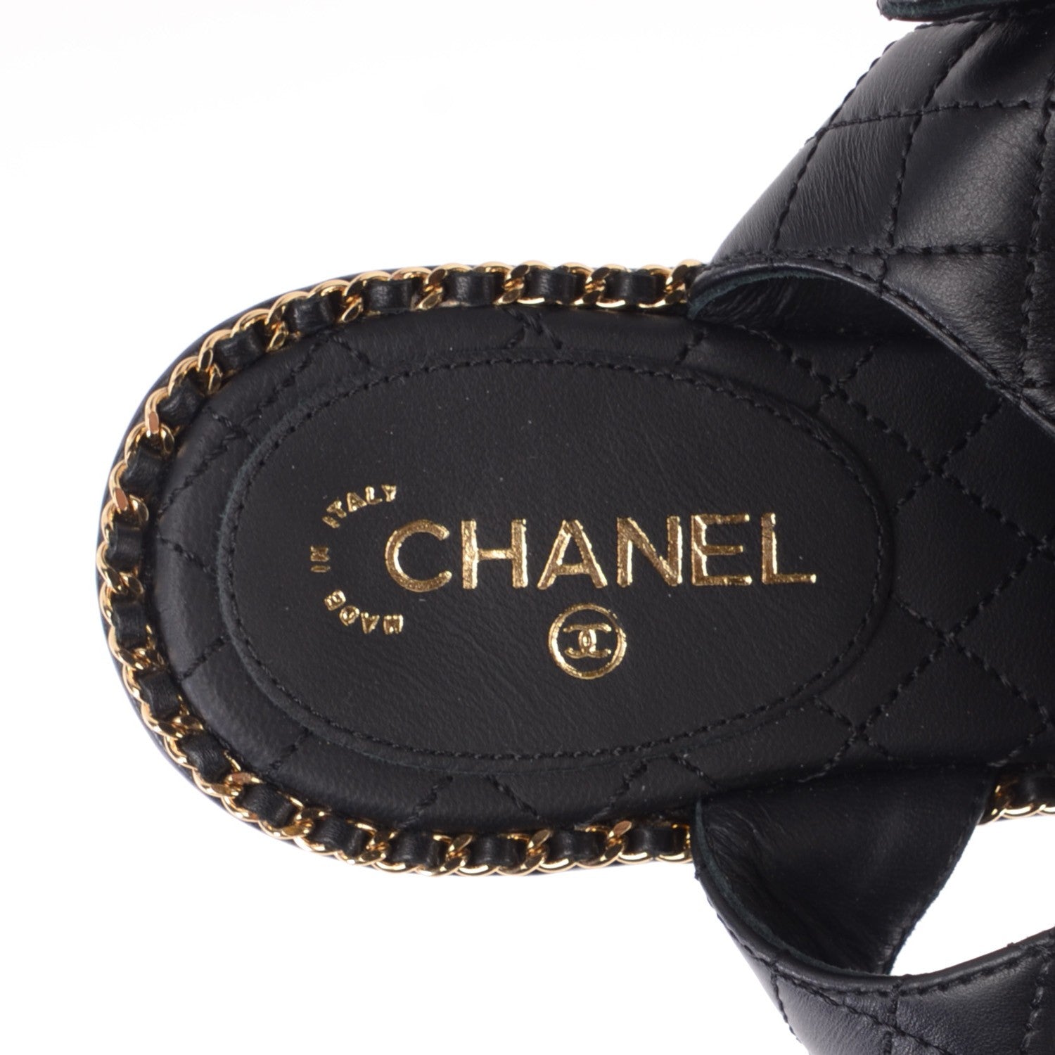 Chanel Calfskin Woven Chain Around CC Sandals 38 Black 7 of 8