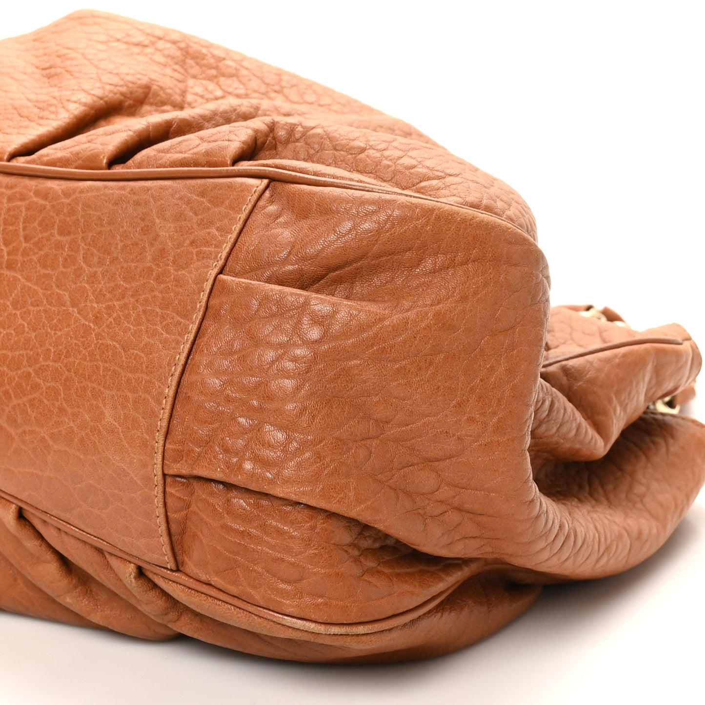 Crinkled Lambskin Mia Tote Camel