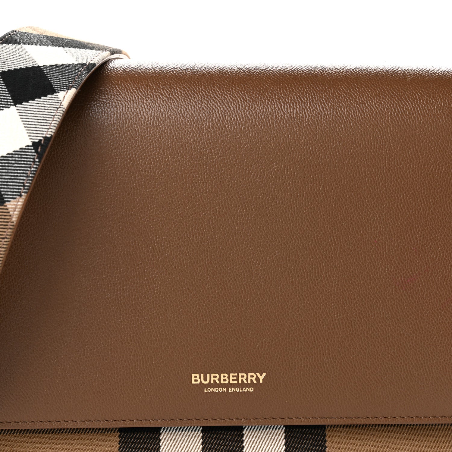 Burberry Derby Calfskin House Check Mackford Crossbody Bag Brown 7 of 11