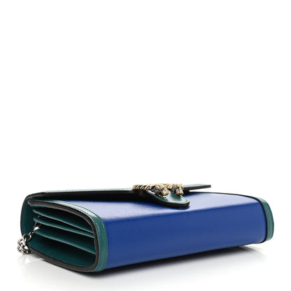 Gucci Azalea Calfskin Enamel Mini Dionysus Chain Wallet Imperial Blue Pavone Off White 4 of 10