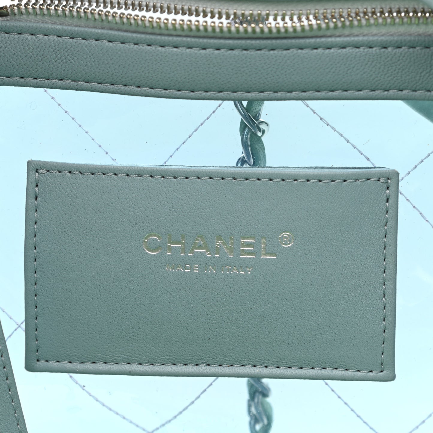 Lambskin PVC Quilted Large Coco Splash Shopping Bag Blue Green