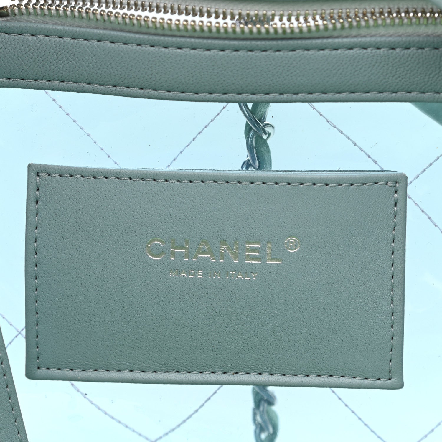 Chanel Lambskin PVC Quilted Large Coco Splash Shopping Bag Blue Green 8 of 9