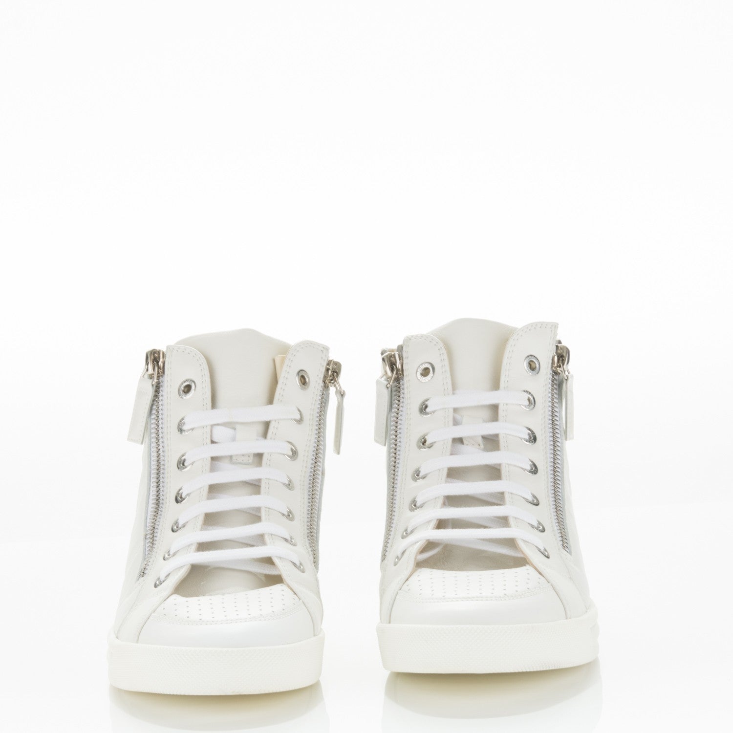 Chanel Calfskin High Top CC Sneakers 37 White 2 of 8