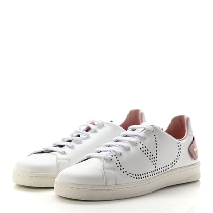 Valentino Garavani Calfskin Womens Backnet Sneakers 39.5 White Water Rose 3 of 15