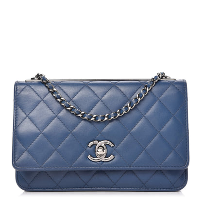 Chanel Lambskin Quilted Trendy CC Wallet On Chain WOC Blue 1 of 14