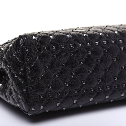 Valentino Garavani Craquele Nappa Rockstud Spike Shoulder Tote Black 8 of 14