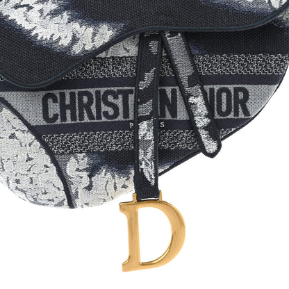 Christian Dior Canvas Embroidered Tie Dye Saddle Bag Blue Multicolor 8 of 11