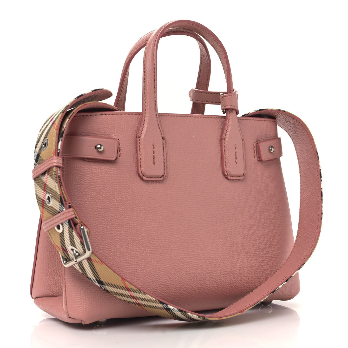 Grainy Calfskin House Check Small Banner Tote Dusty Rose