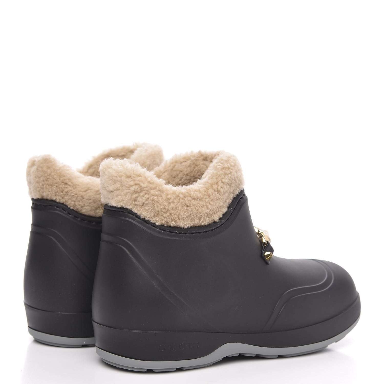 Gucci Rubber Wool Womens Crossy Ankle Boots 35 Black Butterscotch 4 of 9