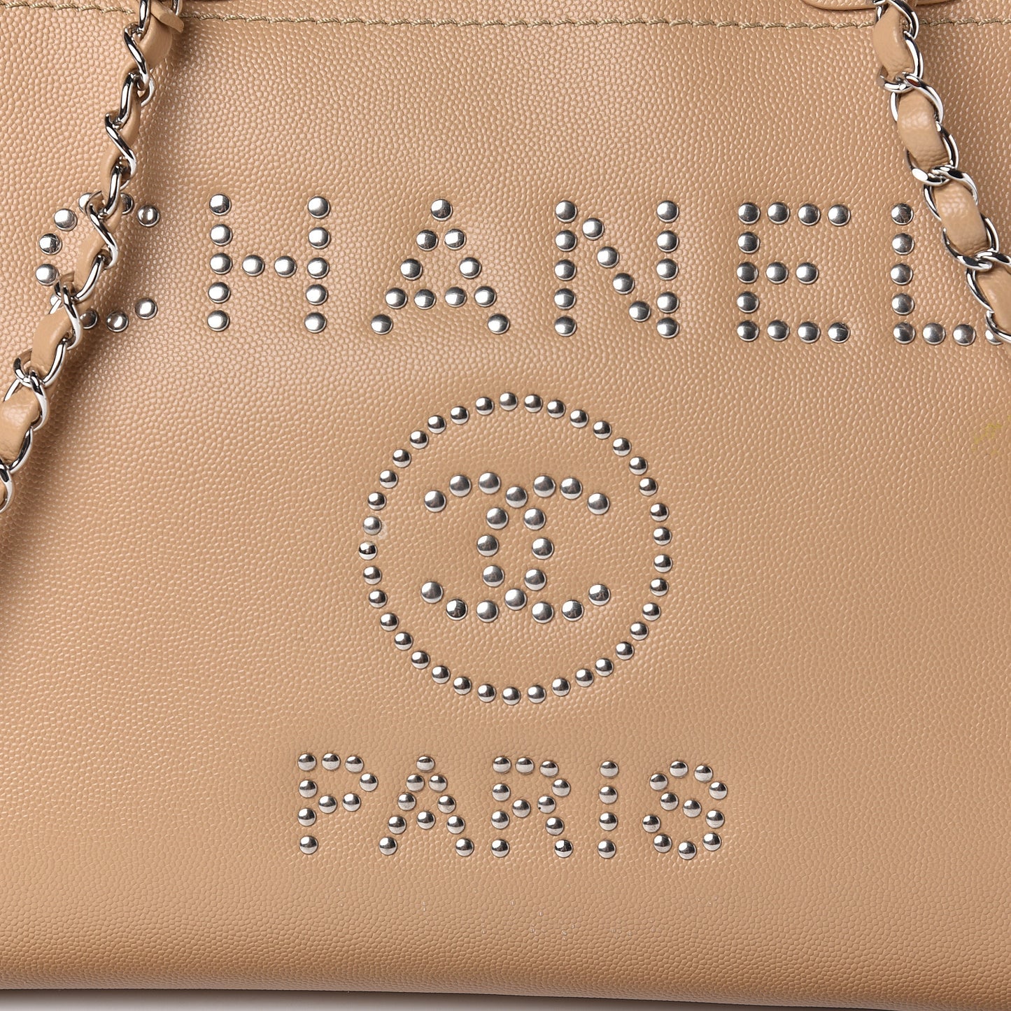 Caviar Small Studded Deauville Tote Beige