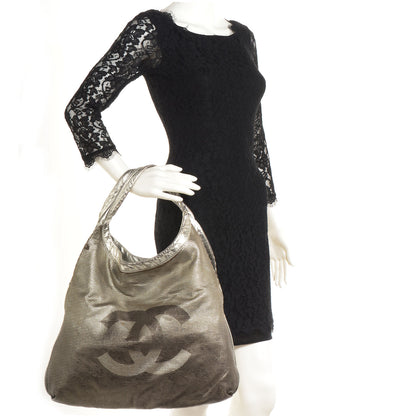 Chanel Metallic Perforated Lambskin Hollywood Hobo Silver 2 of 7