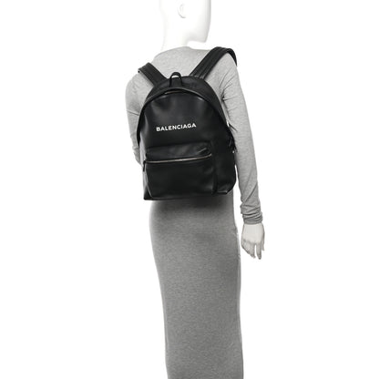 Balenciaga Calfskin Logo Small Everyday Backpack Black White 2 of 14