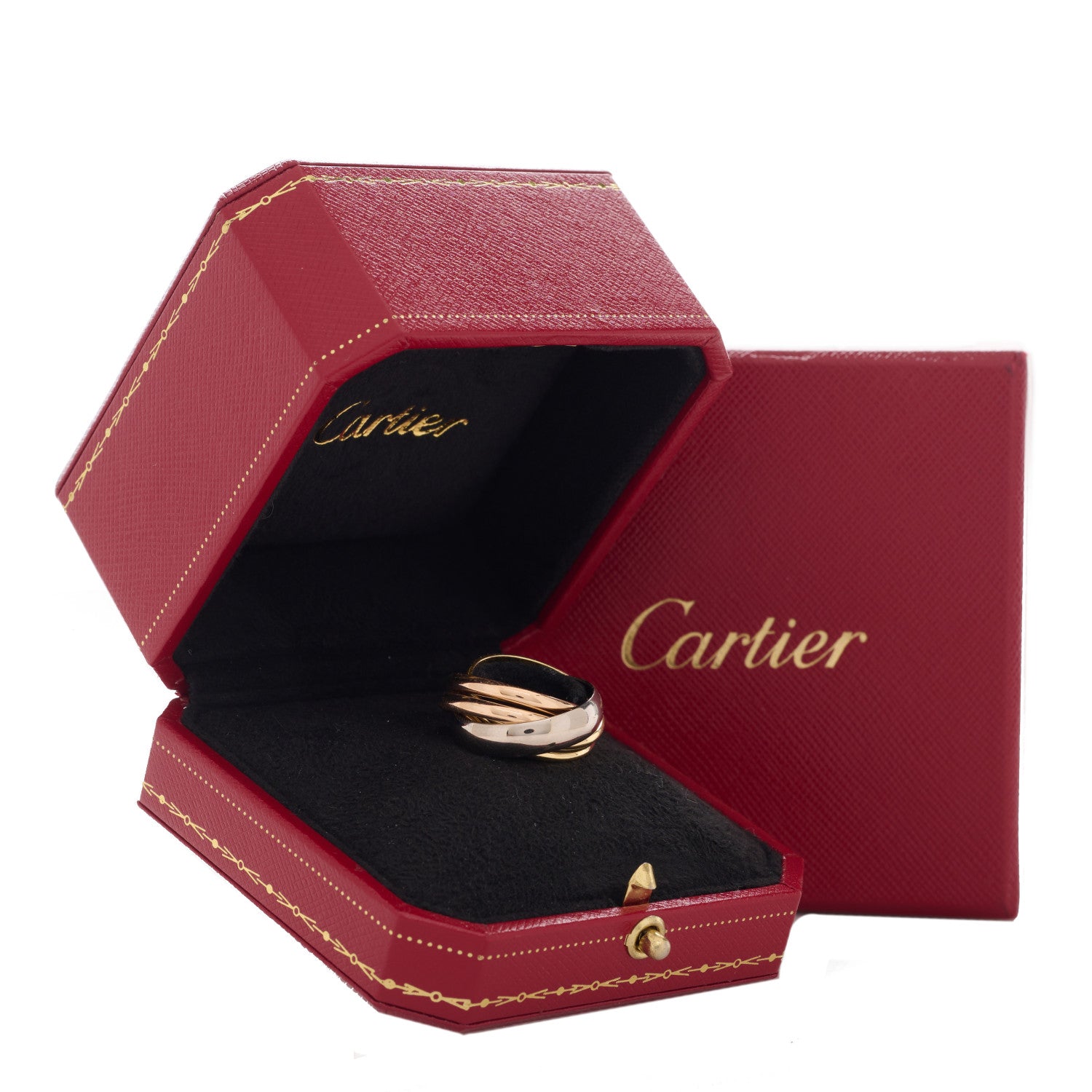 Cartier 18K Pink Yellow White Gold Diamond Trinity 6 Band Ring 51 5.75 4 of 7