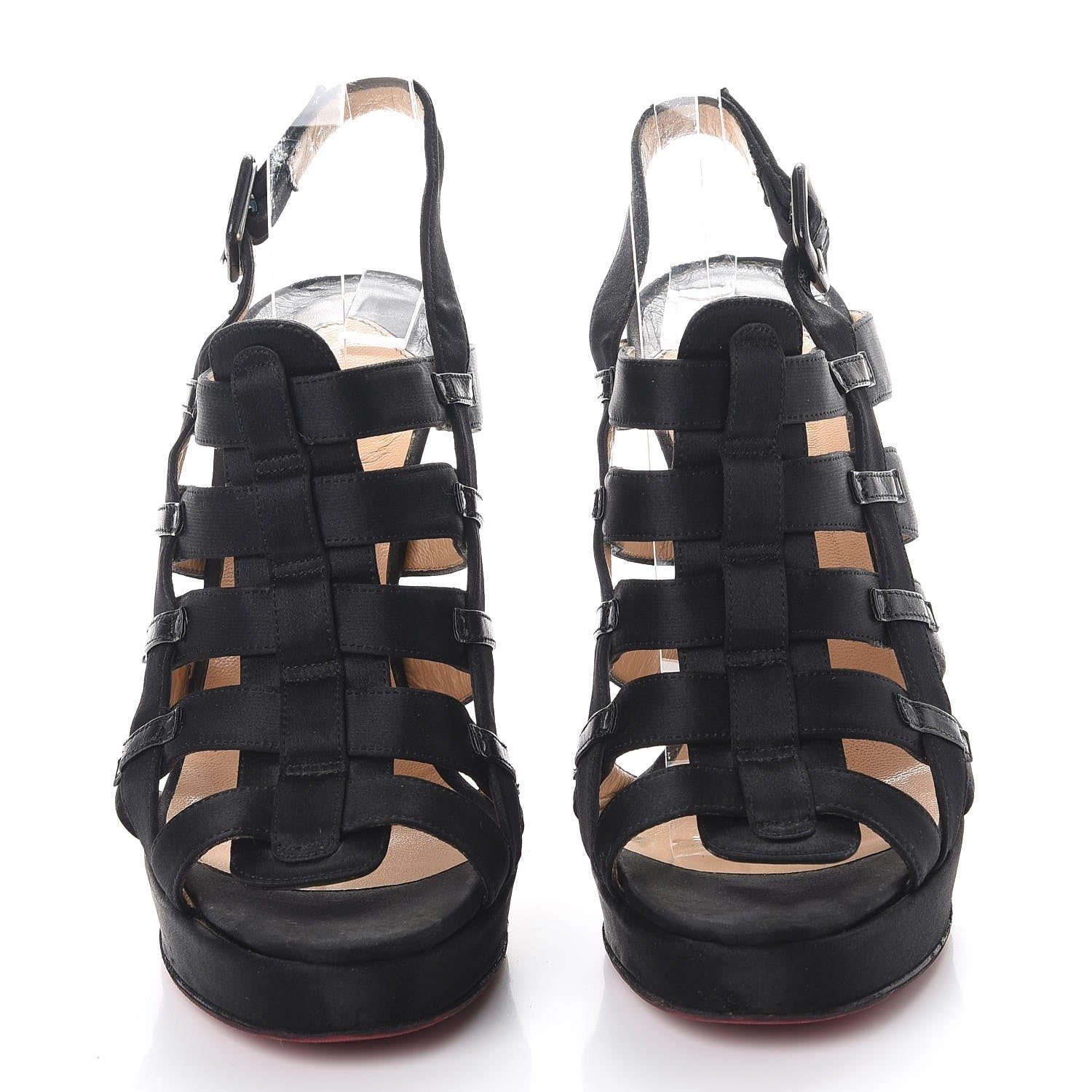 Christian Louboutin Satin 100 Strappy Pumps 36.5 Black 2 of 11