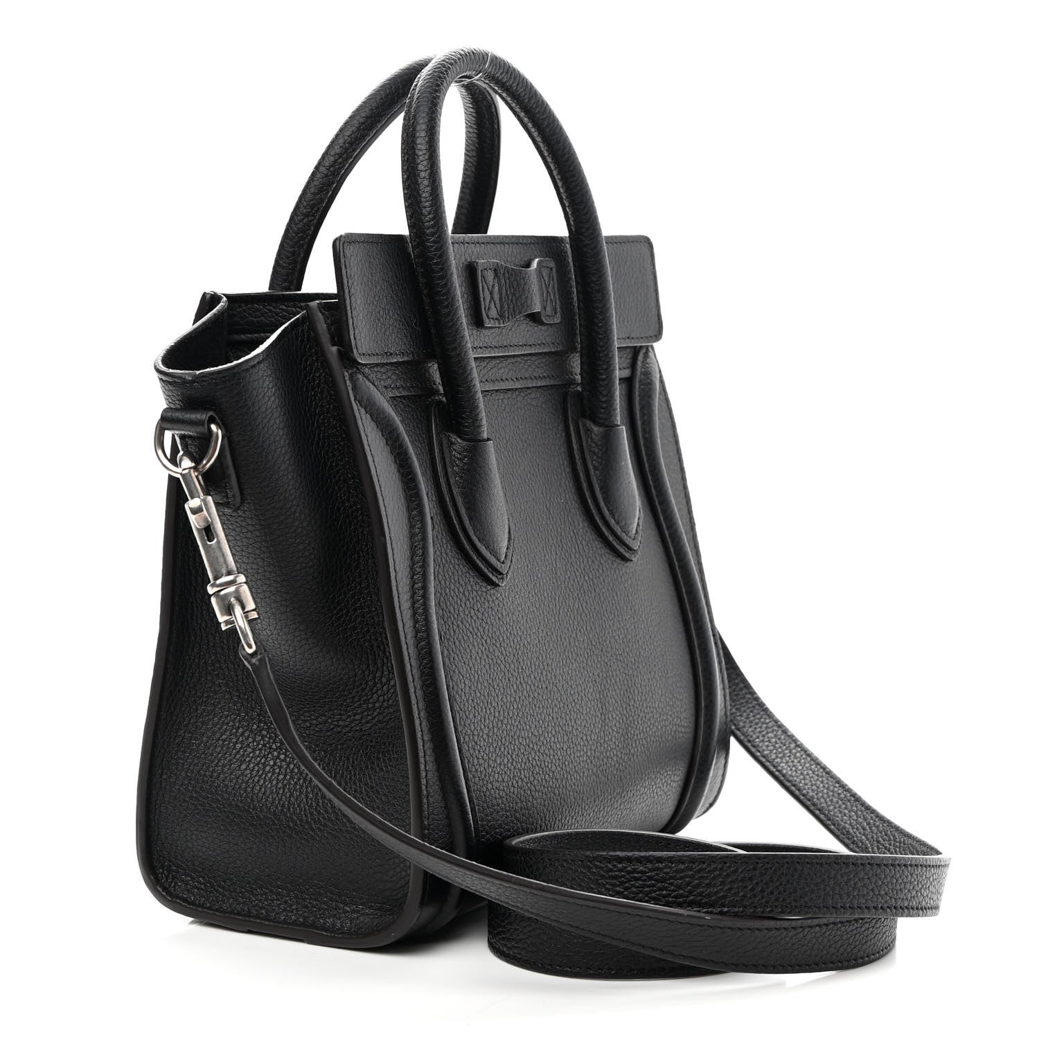 Celine Drummed Calfskin Nano Luggage Black 3 of 9