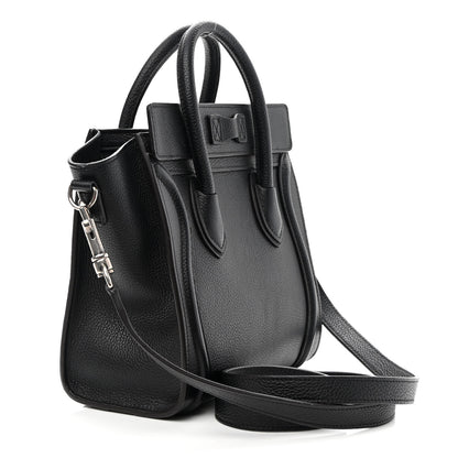 Celine Drummed Calfskin Nano Luggage Black 3 of 9