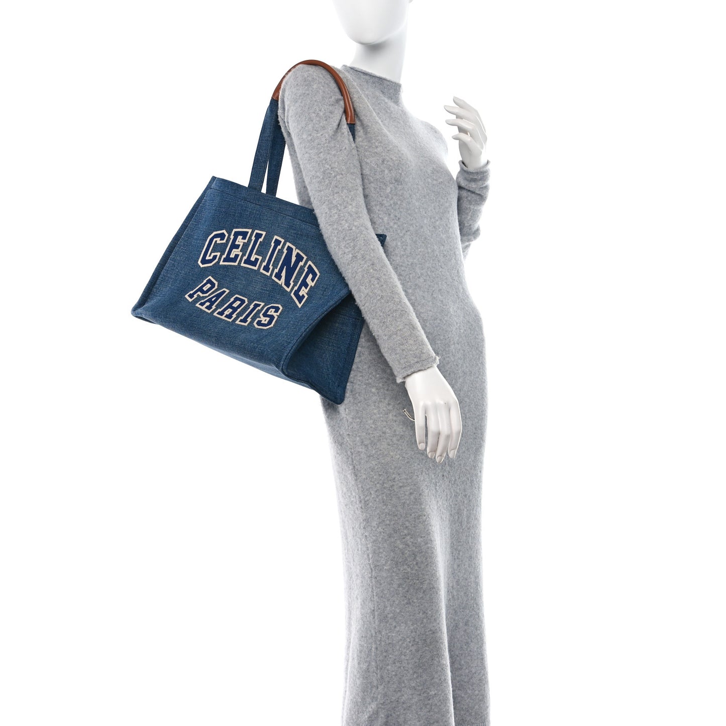 Denim Large Thais Cabas Navy Tan