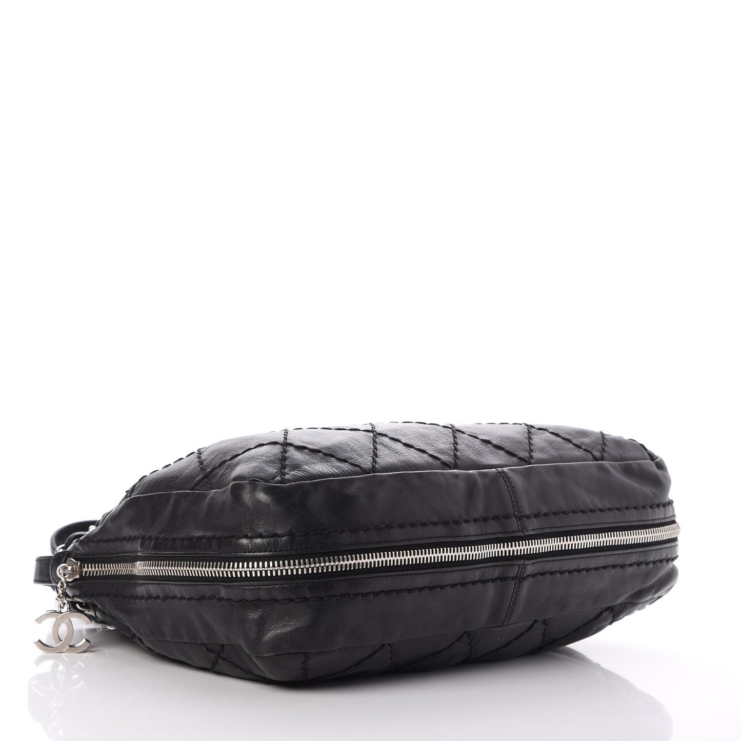 Lambskin Stitched Expandable Tote Black
