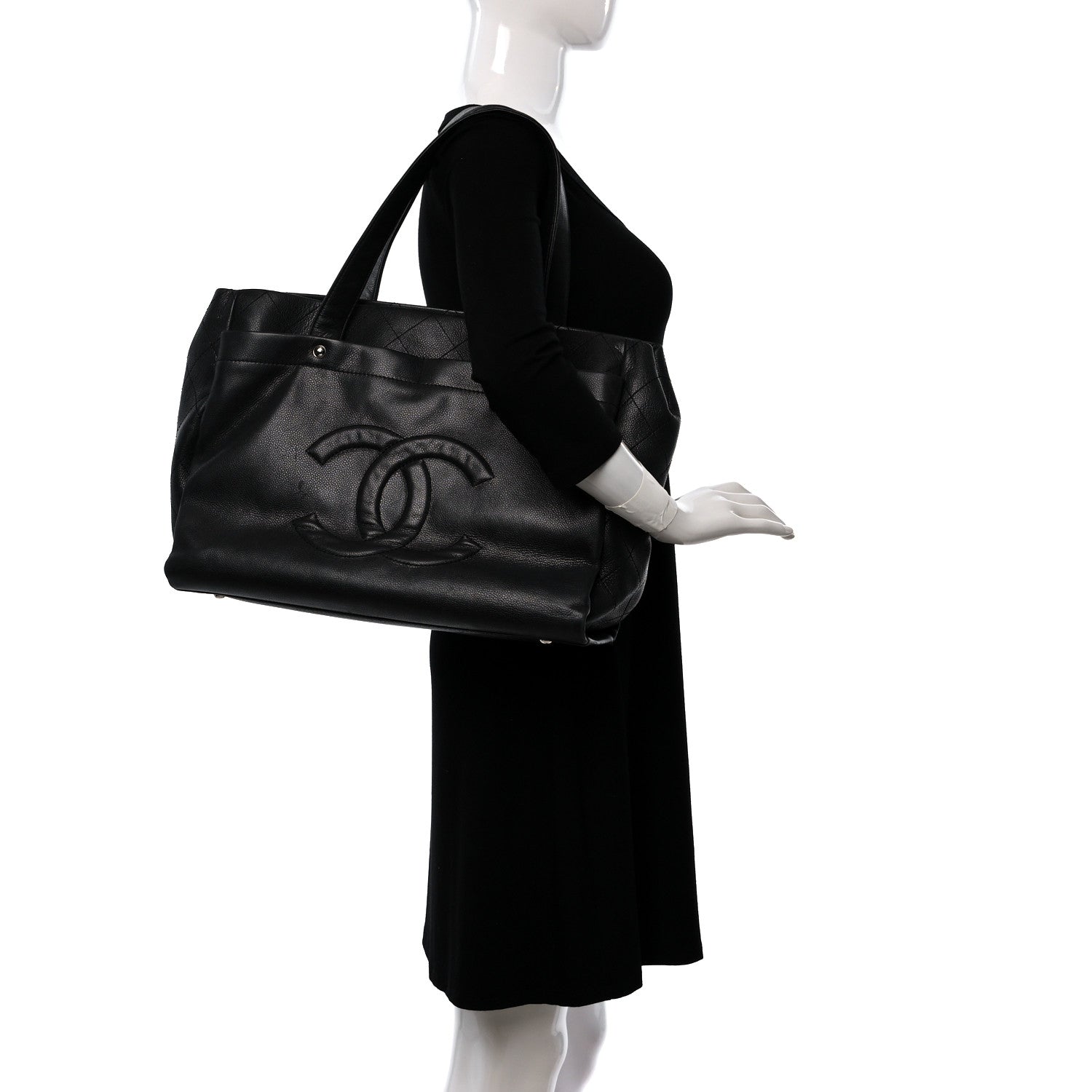 Chanel Caviar Stitched CC Shopper Tote Black 2 of 18