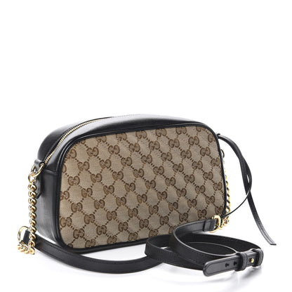 Gucci Monogram Matelasse Diagonal Small GG Marmont Chain Shoulder Bag Beige Black 2 of 10