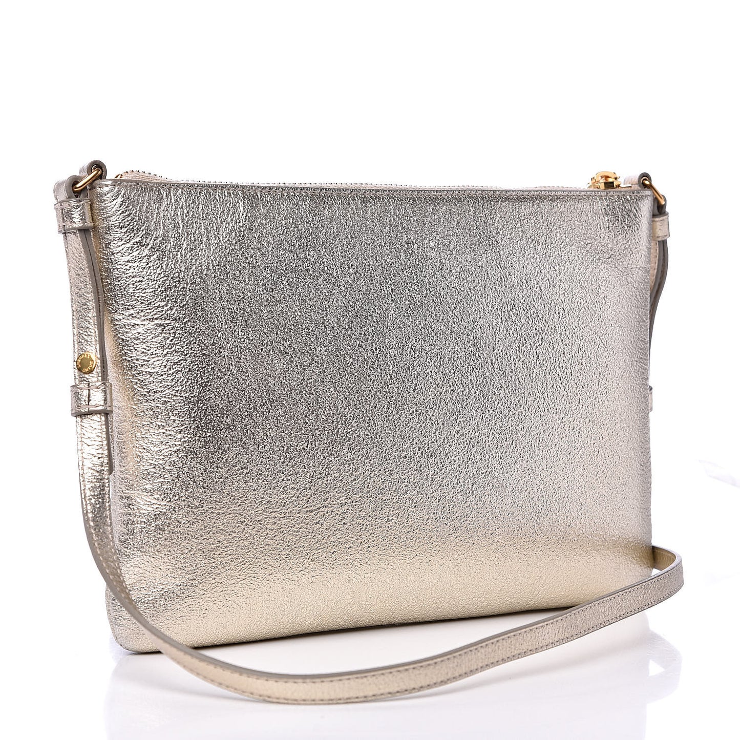 Metallic Calfskin Teen Monogram Crossbody Bag Gold