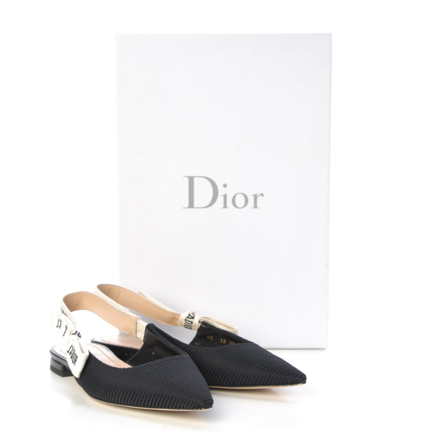 Fabric Ribbon Embroidered J'Adior Sling-Back Ballet Flats 35 Black
